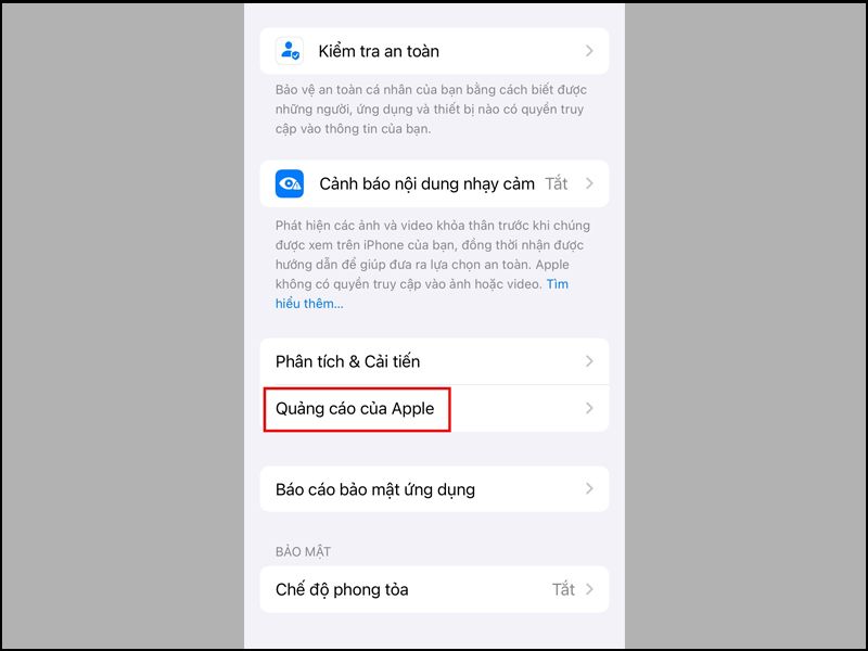 Chọn Quảng cáo của Apple