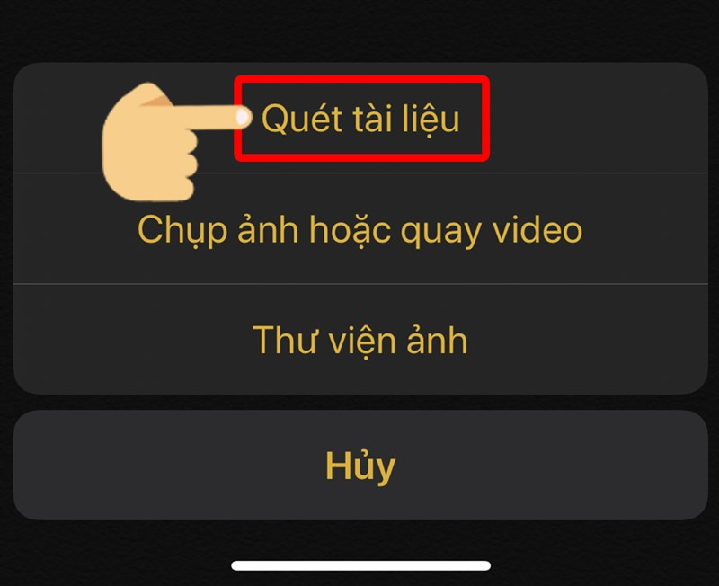 Chọn Quét tài liệu