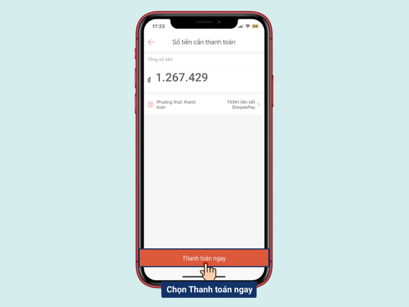 Chọn Thanh toán ngay và thực hiện thao tác thanh toán