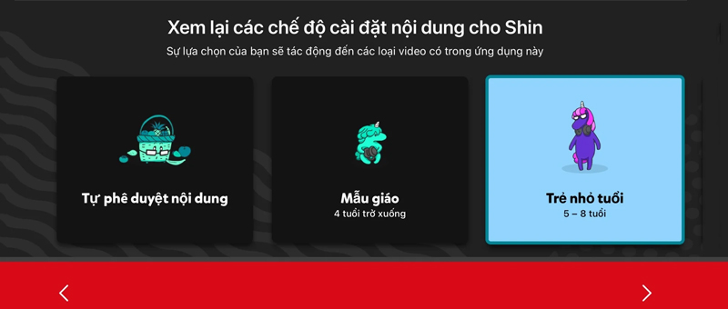 Chọn Tự phê duyệt nội dung và thiết lập kênh xem video cho trẻ