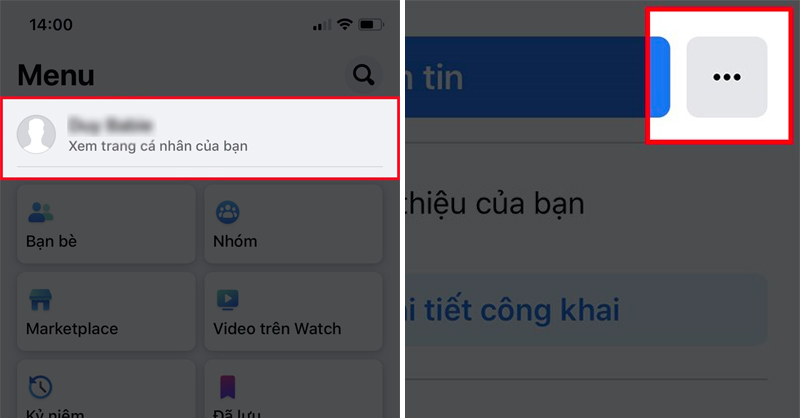 Chọn vào biểu tượng dấu ba chấm ở giao diện chính của trang cá nhân
