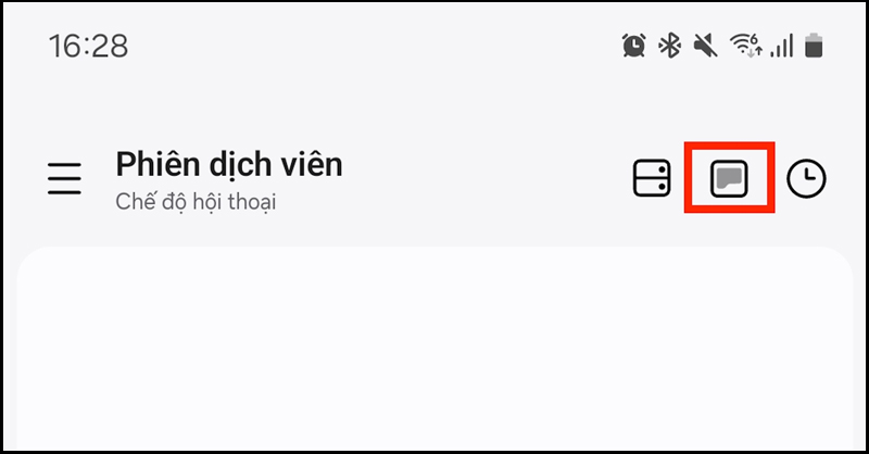 Chọn vào biểu tượng hình vuông để kích hoạt phiên dịch màn hình ngoài