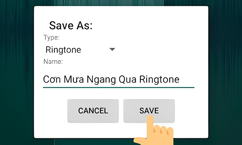 Trong mục Type chọn vào Ringtone và nhấn Save