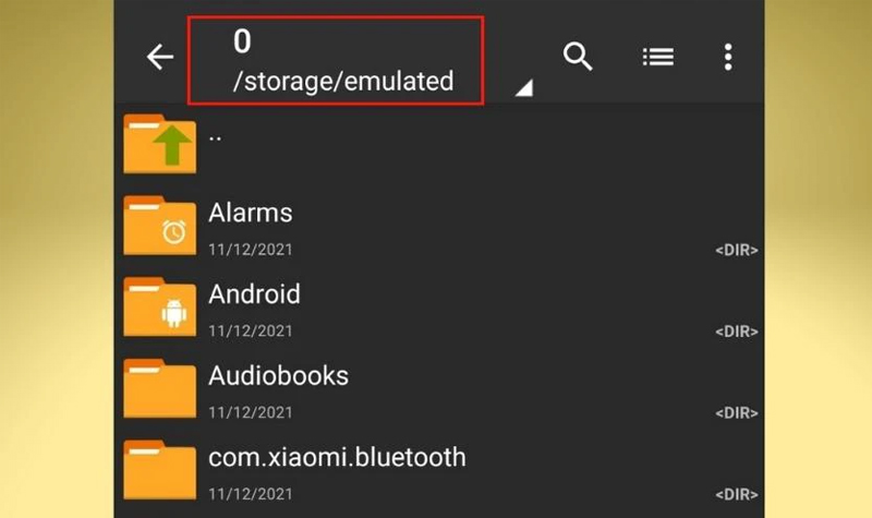 Chọn vào thanh có đường dẫn /storage/emulated