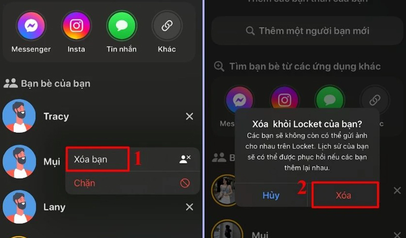 Chọn vào Xóa bạn và xác nhận Xóa thêm lần nữa