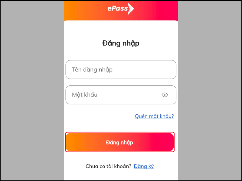 Mở ứng dụng ePass, sau đó đăng nhập vào tài khoản ePass
