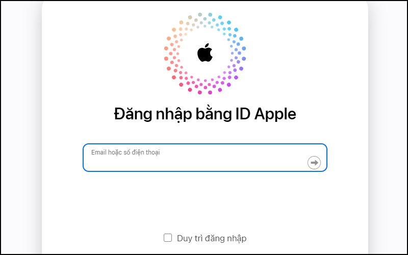 Đăng nhập vào tài khoản iCloud bằng Apple ID