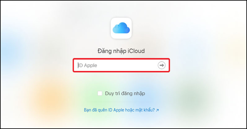 Đăng nhập vào tài khoản iCloud