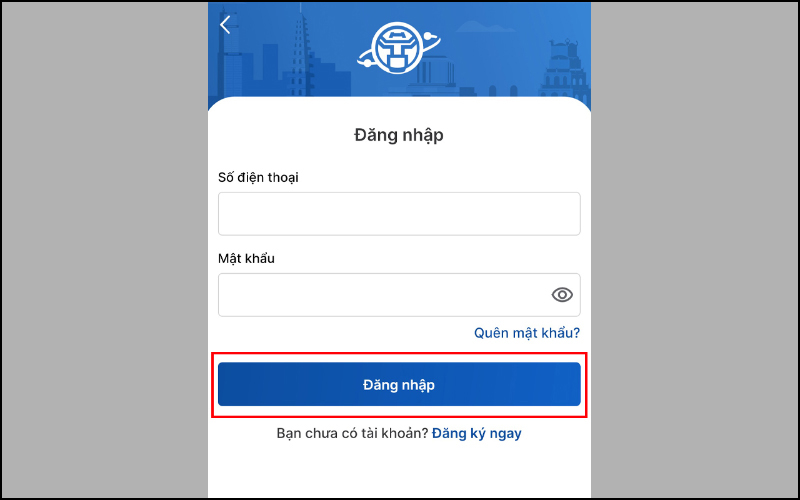 Đăng nhập vào tài khoản iHanoi trên điện thoại