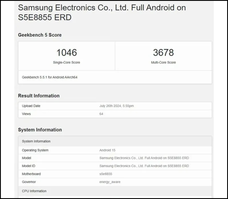 Điểm hiệu năng của Exynos 1580 bị rò rỉ