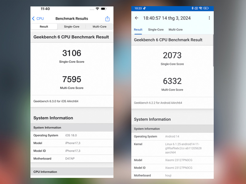 iPhone 16 vượt trội hơn Xiaomi 14 về điểm Geekbench 6