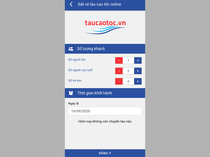 Điền thông tin về Số lượng khách và nhấn Đồng ý
