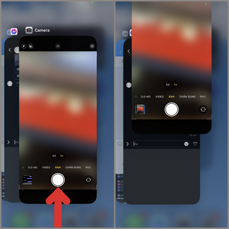Đóng và mở lại ứng dụng Camera trên iPhone