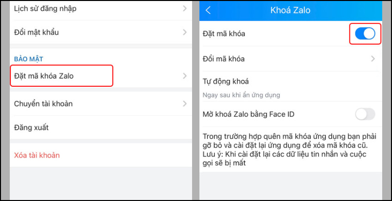 Gạt công tắc sang bên trái để tắt tính năng Đặt mã khóa