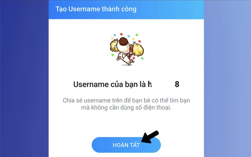 Hoàn tất quá trình tạo ID Zalo