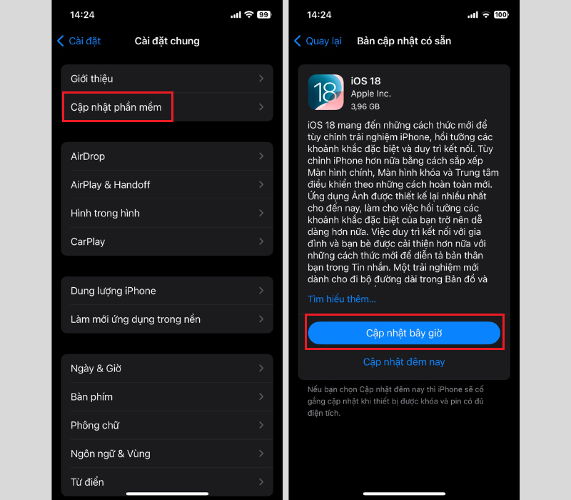 Hướng dẫn cập nhật iOS 18 chính thức