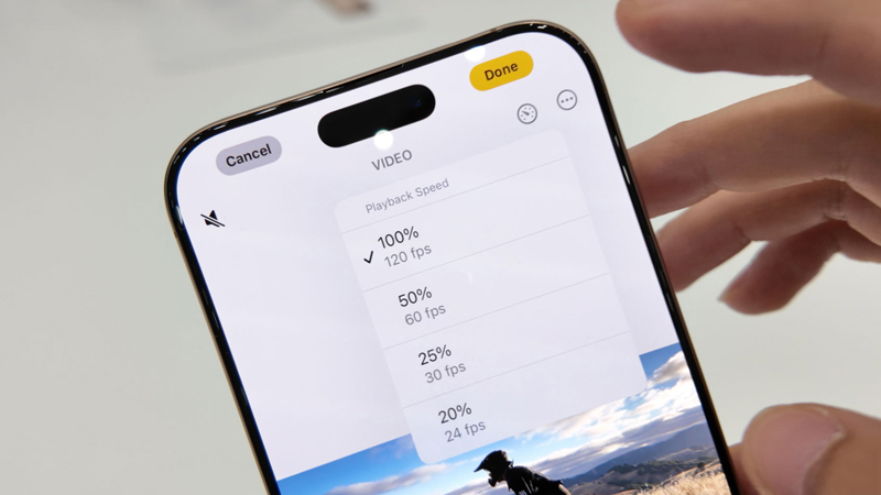 iPhone 16 Pro Max cho phép tùy chỉnh tốc độ video dựa trên FPS đã thu
