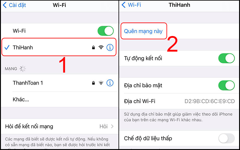 Người dùng có thể kết nối lại WiFi nếu iPhone không tìm thấy mạng