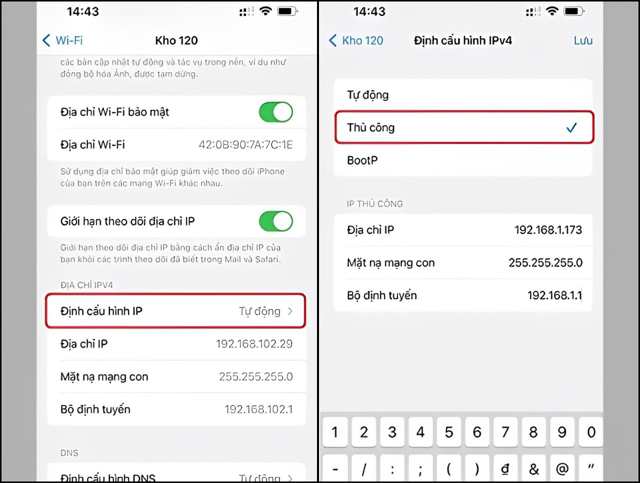 Khắc phục lỗi iPhone tự ngắt WiFi bằng cách đặt lại địa chỉ IP