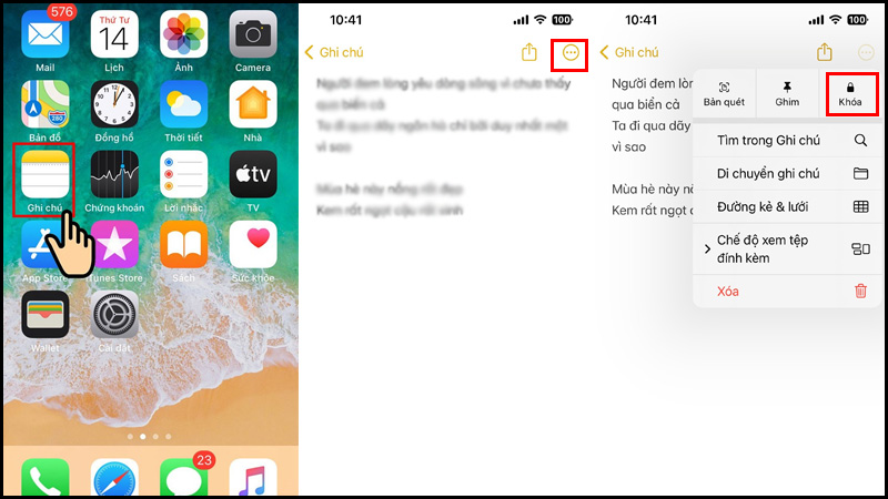 Khóa ghi chú trên iPhone