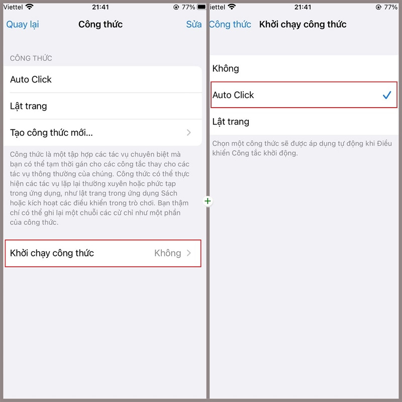 Khởi chạy công thức Auto Click