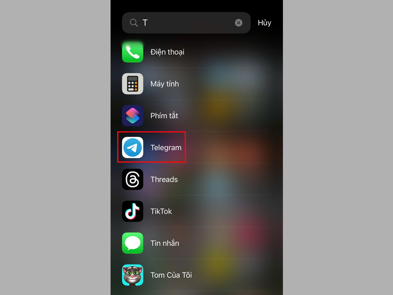 Khởi chạy ứng dụng Telegram trên điện thoại