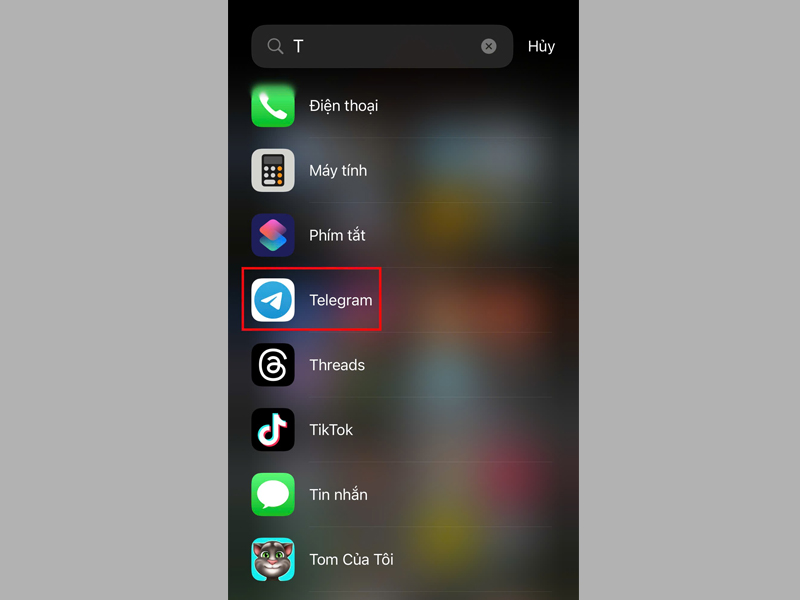 Khởi chạy ứng dụng Telegram trên điện thoại