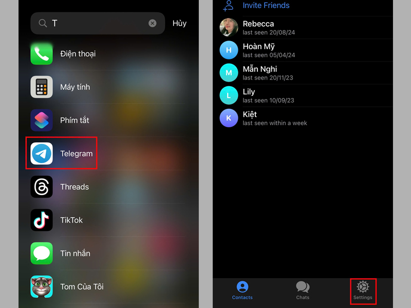 Khởi chạy ứng dụng Telegram và nhấn vào tùy chọn Settings