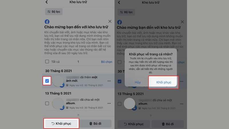 Khôi phục ảnh đã ẩn trên Facebook 