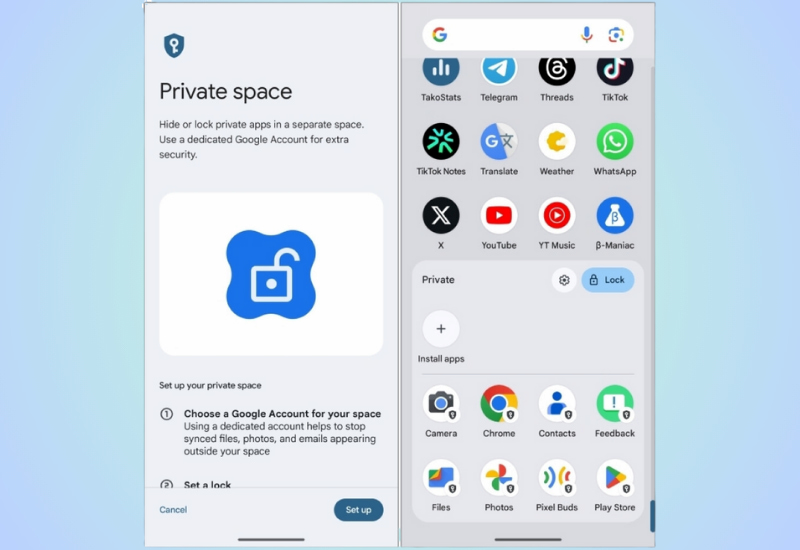 Tính năng Private Space trên Android 15