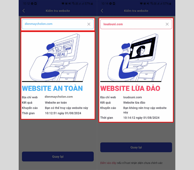 Kiểm tra website lừa đảo bằng nTrust