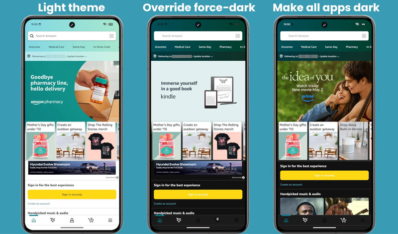 Make all apps dark tương thích với nhiều ứng dụng hơn Override force dark