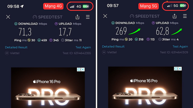 Mạng 5G có tốc độ tải xuống nhanh hơn mạng 4G