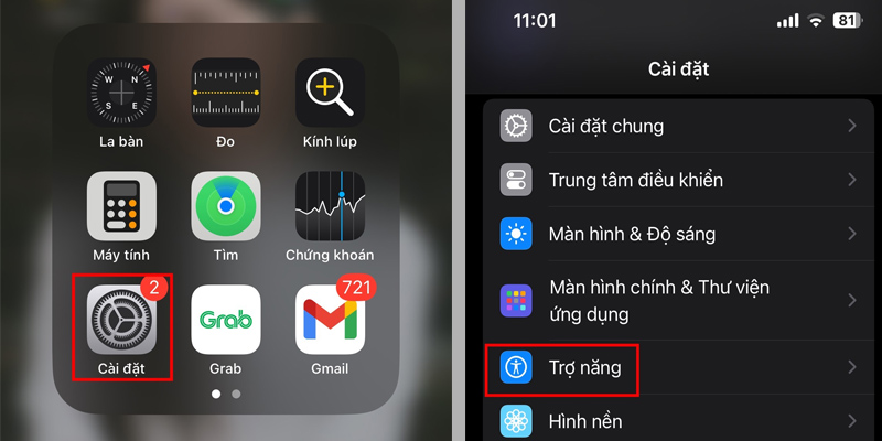 Mở ứng dụng Cài đặt trên điện thoại iPhone, sau đó chọn Trợ năng