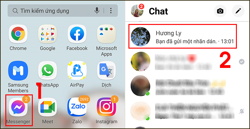 Mở ứng dụng Messenger và nhấn vào tài khoản muốn tạo trò chuyện bí mật