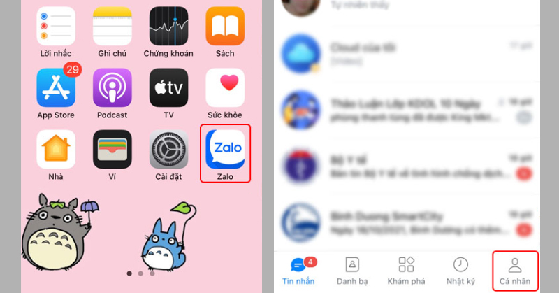 Mở ứng dụng Zalo và nhấn vào mục Cá nhân