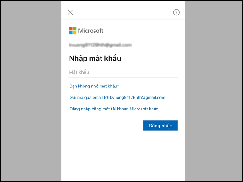 Người dùng nhập mật khẩu, sau đó nhấn vào tùy chọn Đăng nhập