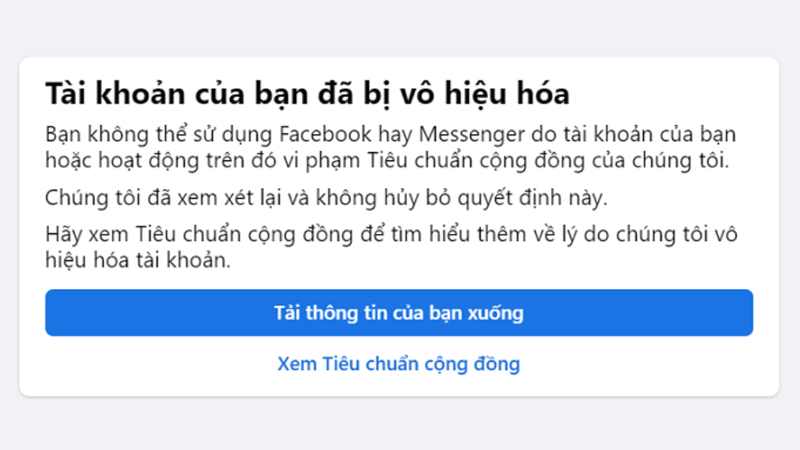 Làm sao để biết được tài khoản đã bị vô hiệu hóa