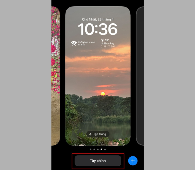 Nhấn giữ màn hình khóa trên điện thoại và chọn mục Tùy chỉnh