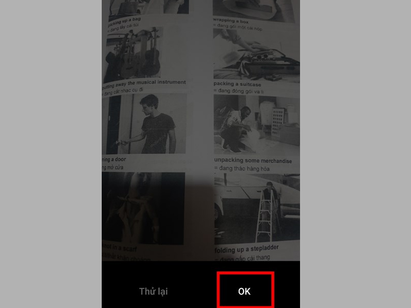Nhấn OK nếu hài lòng về tài liệu vừa chụp