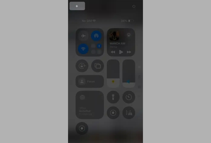 Mở giao diện Control Center và nhấn vào biểu tượng dấu +