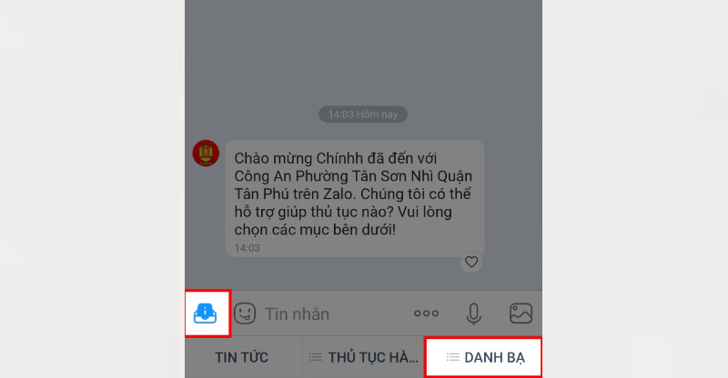 Nhấn vào biểu tượng màu xanh ở góc trái và chọn Danh bạ