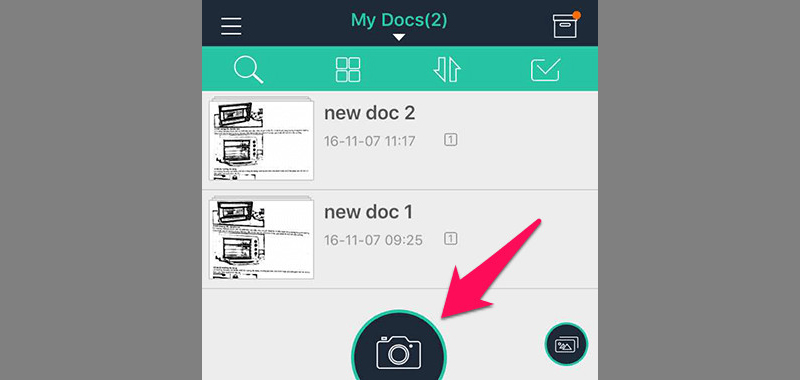 Nhấn vào biểu tượng máy ảnh để bắt đầu chụp tài liệu cần scan