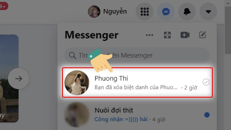 Nhấn vào cuộc trò chuyện với tài khoản muốn đặt biệt hiệu Messenger