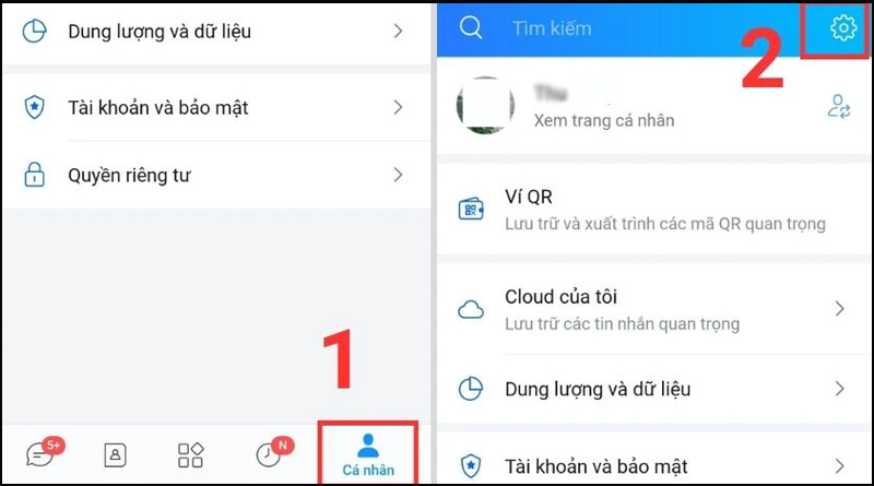 Chọn Cài đặt tại giao diện Cá nhân 