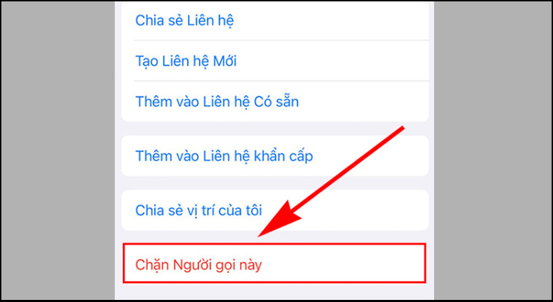 Nhấn vào mục Chặn người gọi này