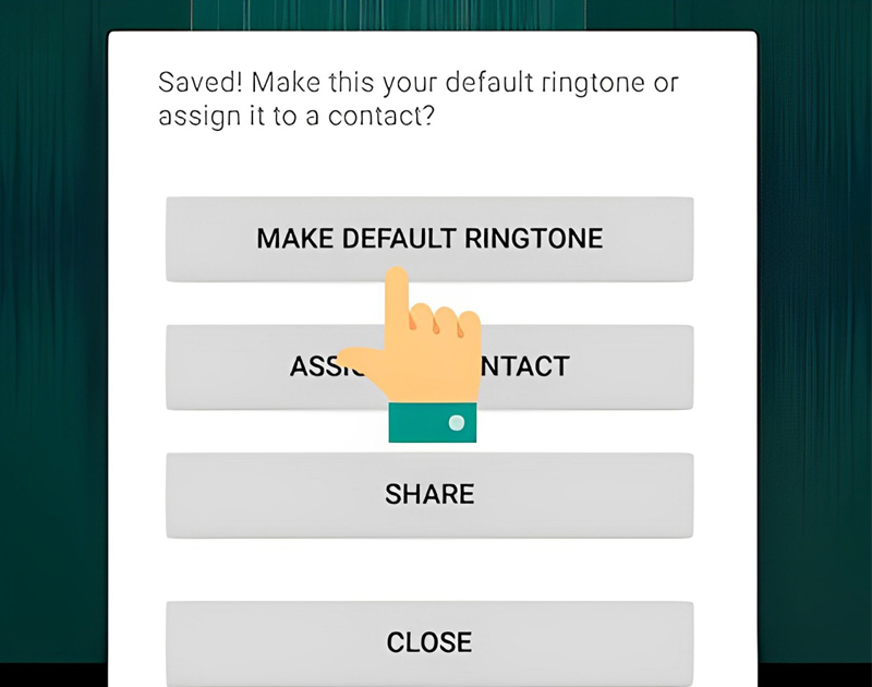 Xác nhận nhạc chuông bằng cách nhấn vào mục Make Default Ringtone