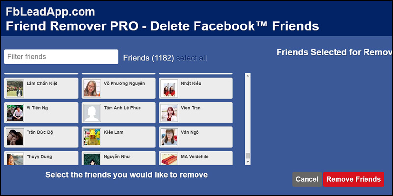 Chọn Remove Friends