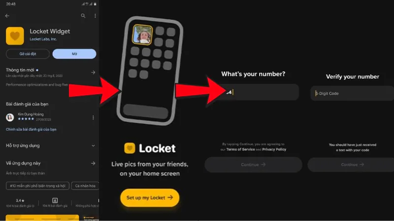 Mở Locket Widget và nhấn Set up my Locket