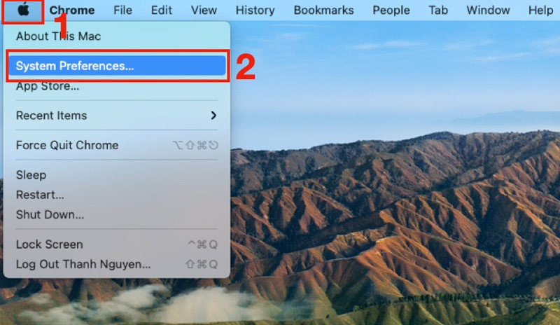 Nhấn vào tùy chọn System Preferences